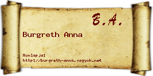 Burgreth Anna névjegykártya